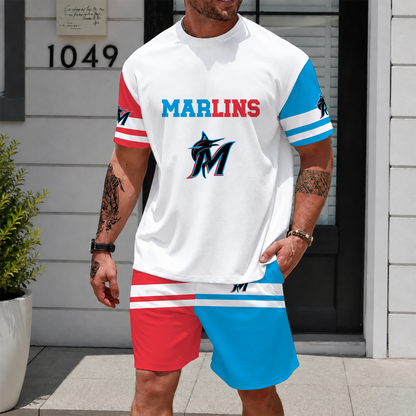 [FLASH SALE] NEW CUSTOMIZED MLB20 MMS MIAMI MARLINS UNISEX T-SHIRT & SHORTS SET