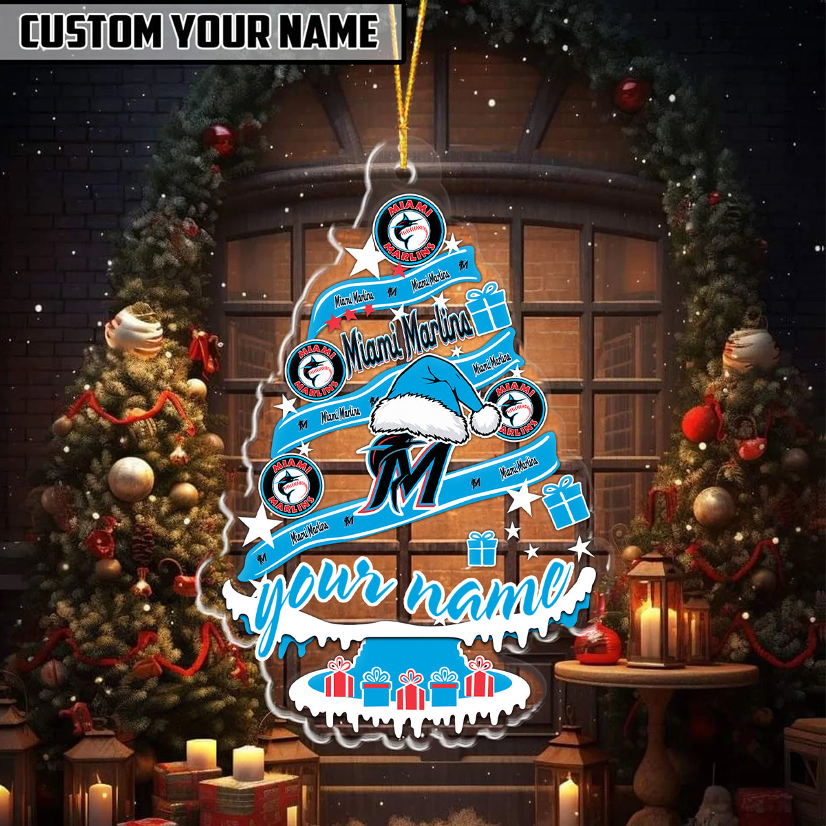 [FLASH SALE] NEW CUSTOMIZED MLB20 MMS MIAMI MARLINS CHRISTMAS ACRYLIC ORNAMENT