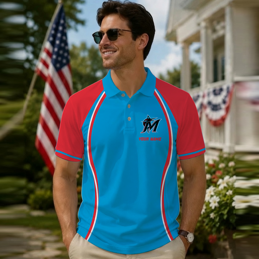 [FLASH SALE] NEW CUSTOMIZED MLB20 MMS MIAMI MARLINS POLO SHIRT