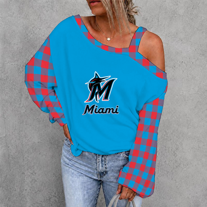 [FLASH SALE] NEW CUSTOMIZED MLB20 MMS MIAMI MARLINS DROP SHOULDER SWEATSHIRT