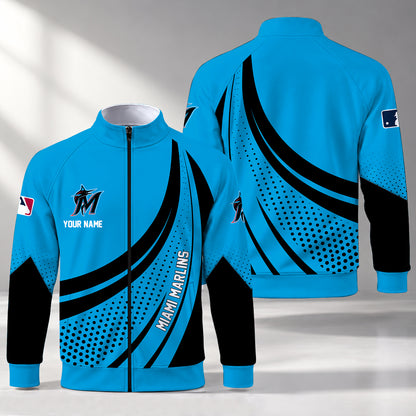 [FLASH SALE] NEW CUSTOMIZED MLB20 MMS MIAMI MARLINS STAND COLLAR JACKET