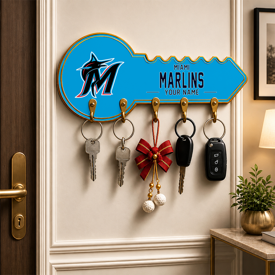 [FLASH SALE] NEW CUSTOMIZED MLB20 MMS MIAMI MARLINS WALL KEY HOLDER FOR HOME