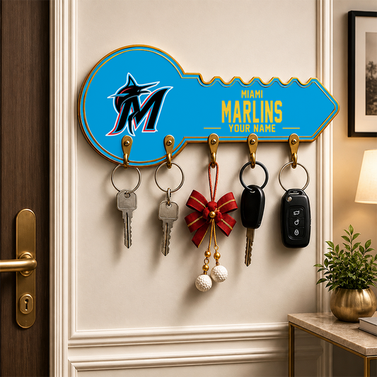 [FLASH SALE] NEW CUSTOMIZED MLB20 MMS MIAMI MARLINS WALL KEY HOLDER FOR HOME