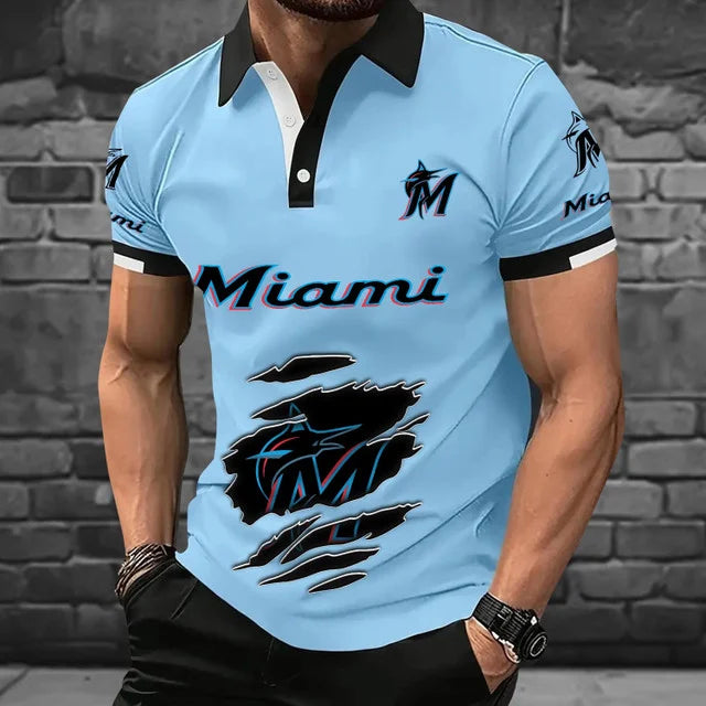 [FLASH SALE] NEW CUSTOMIZED MLB20 MMS MIAMI MARLINS POLO SHIRT