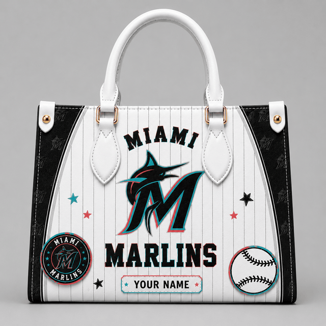 [FLASH SALE] NEW CUSTOMIZED MLB20 MMS MIAMI MARLINS LEATHER HANDBAG