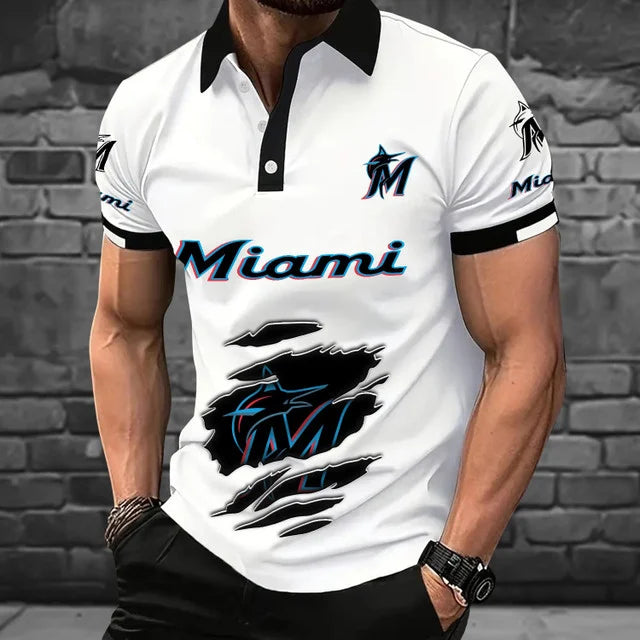 [FLASH SALE] NEW CUSTOMIZED MLB20 MMS MIAMI MARLINS POLO SHIRT