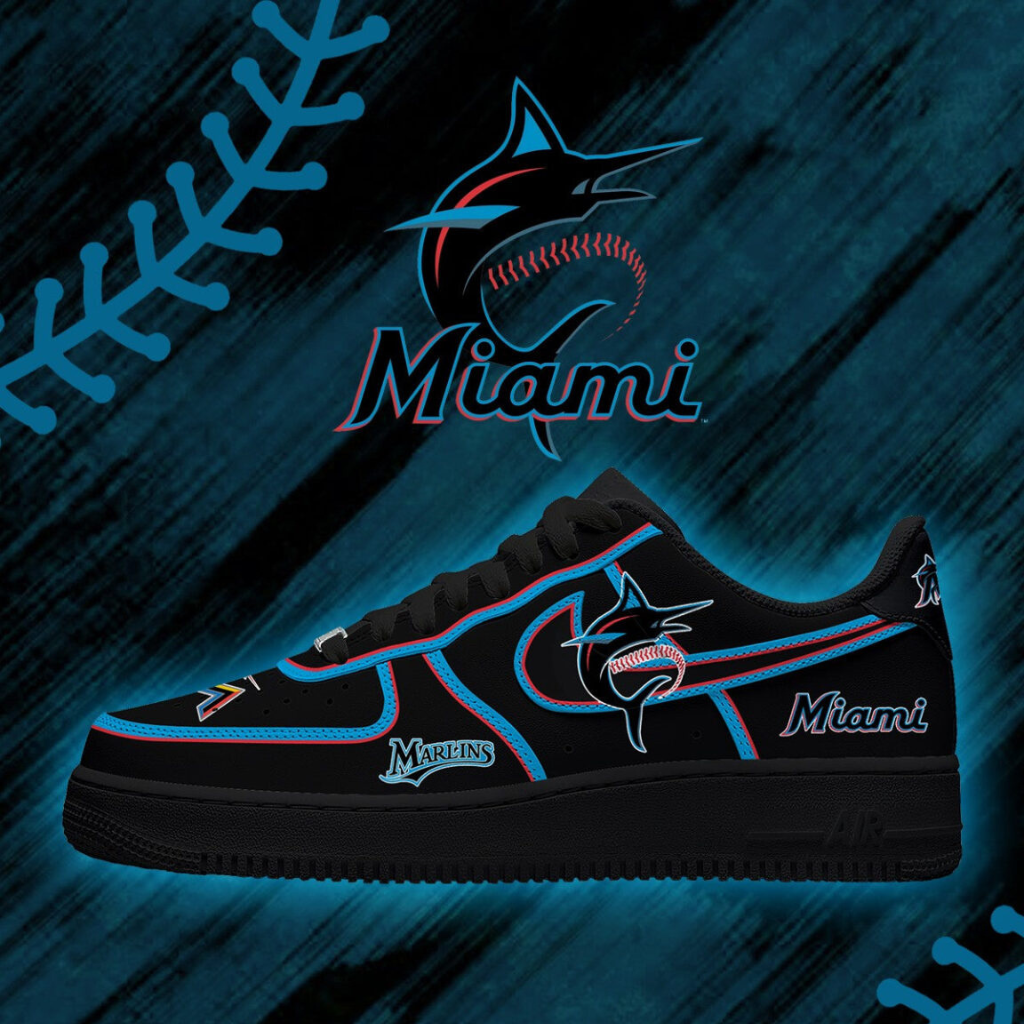 [FLASH SALE] NEW CUSTOMIZED MLB20 MMS MIAMI MARLINS AF1 SHOES
