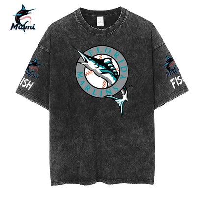 [FLASH SALE] NEW CUSTOMIZED MLB20 MMS MIAMI MARLINS MULTICOLOR WASHED TEE