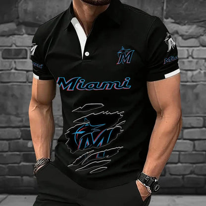 [FLASH SALE] NEW CUSTOMIZED MLB20 MMS MIAMI MARLINS POLO SHIRT
