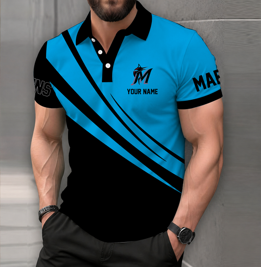 [FLASH SALE] NEW CUSTOMIZED MLB20 MMS MIAMI MARLINS POLO SHIRT