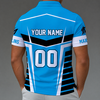 [FLASH SALE] NEW CUSTOMIZED MLB20 MMS MIAMI MARLINS ZIP POLO SHIRT