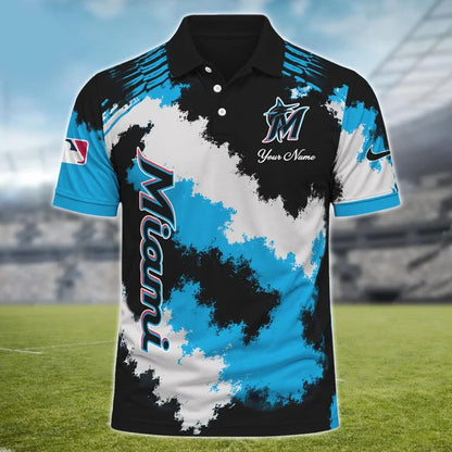 [FLASH SALE] NEW CUSTOMIZED MLB20 MMS MIAMI MARLINS MULTICOLOR POLO SHIRT