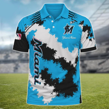 [FLASH SALE] NEW CUSTOMIZED MLB20 MMS MIAMI MARLINS MULTICOLOR POLO SHIRT