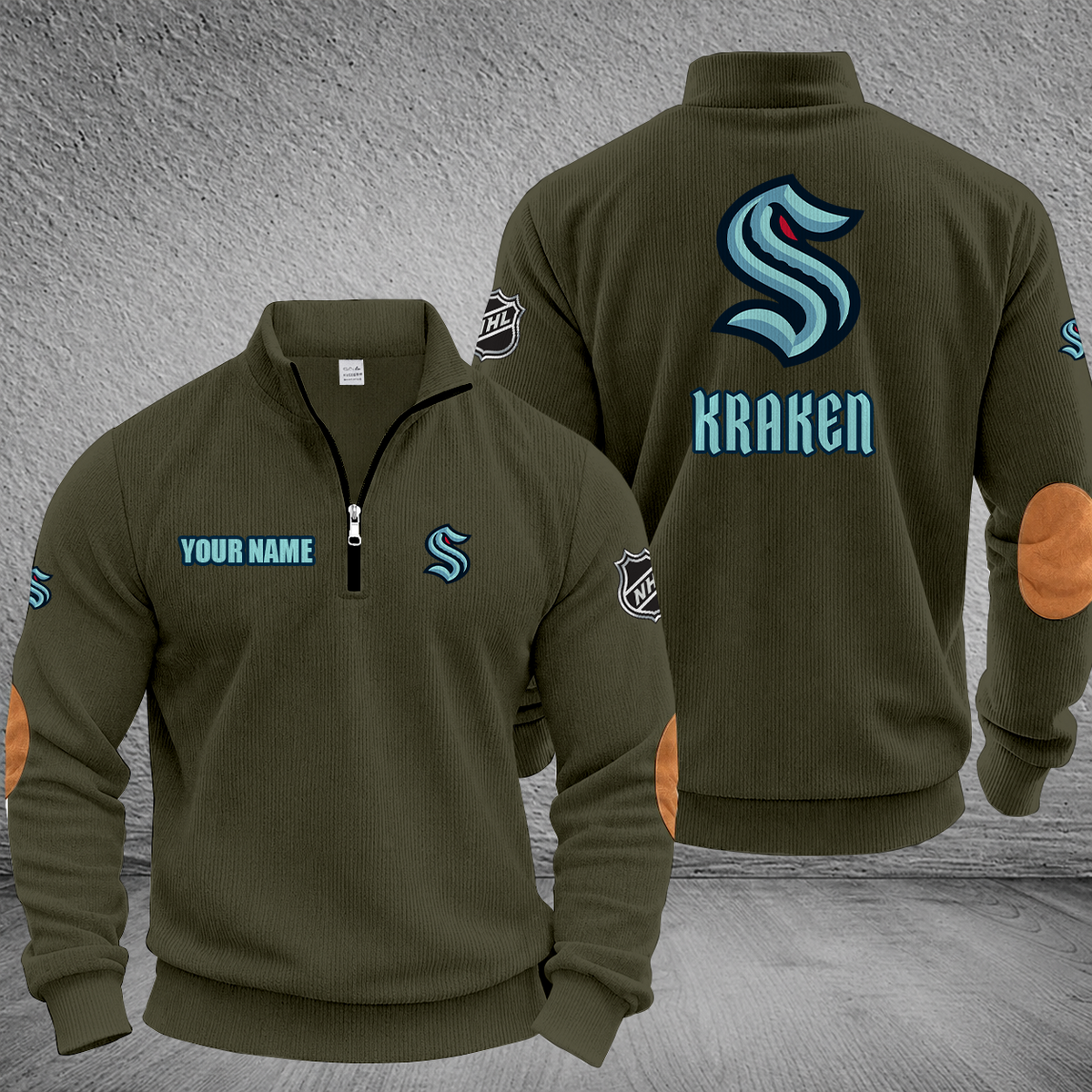 [SUPER SALE] NEW CUSTOMIZED NHL20 STK SEATTLE KRAKEN MULTICOLOR STRIPED QUATER ZIP SWEATSHIRT