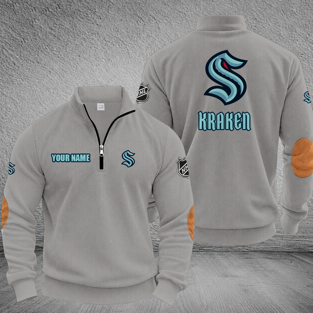 [SUPER SALE] NEW CUSTOMIZED NHL20 STK SEATTLE KRAKEN MULTICOLOR STRIPED QUATER ZIP SWEATSHIRT