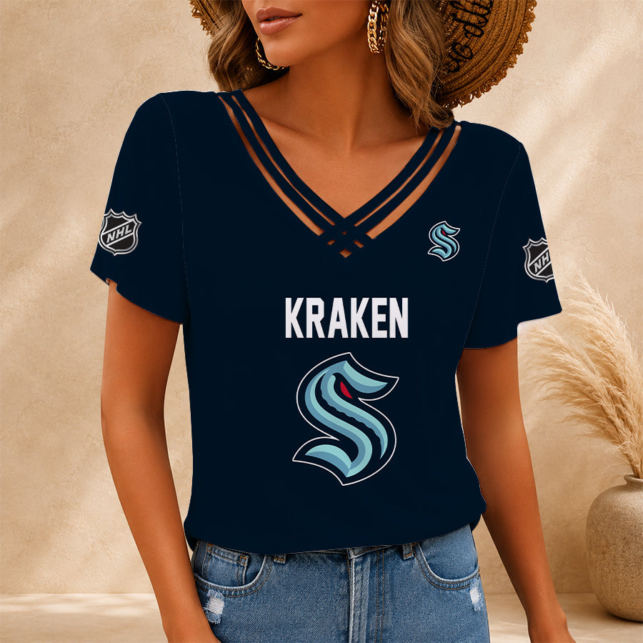 [SUPER SALE] NEW CUSTOMIZED NHL20 STK SEATTLE KRAKEN V-NECK SHIRT