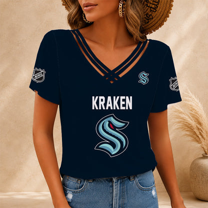 [SUPER SALE] NEW CUSTOMIZED NHL20 STK SEATTLE KRAKEN V-NECK SHIRT