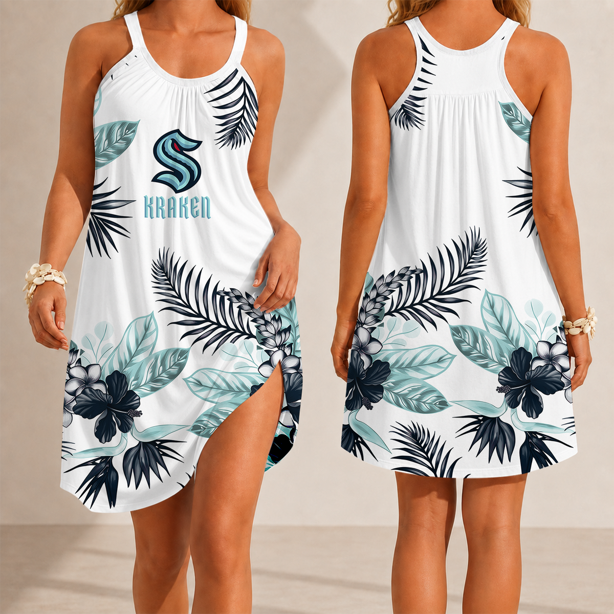 [SUPER SALE] NEW CUSTOMIZED NHL20 STK SEATTLE KRAKEN CAMISOLE DRESS