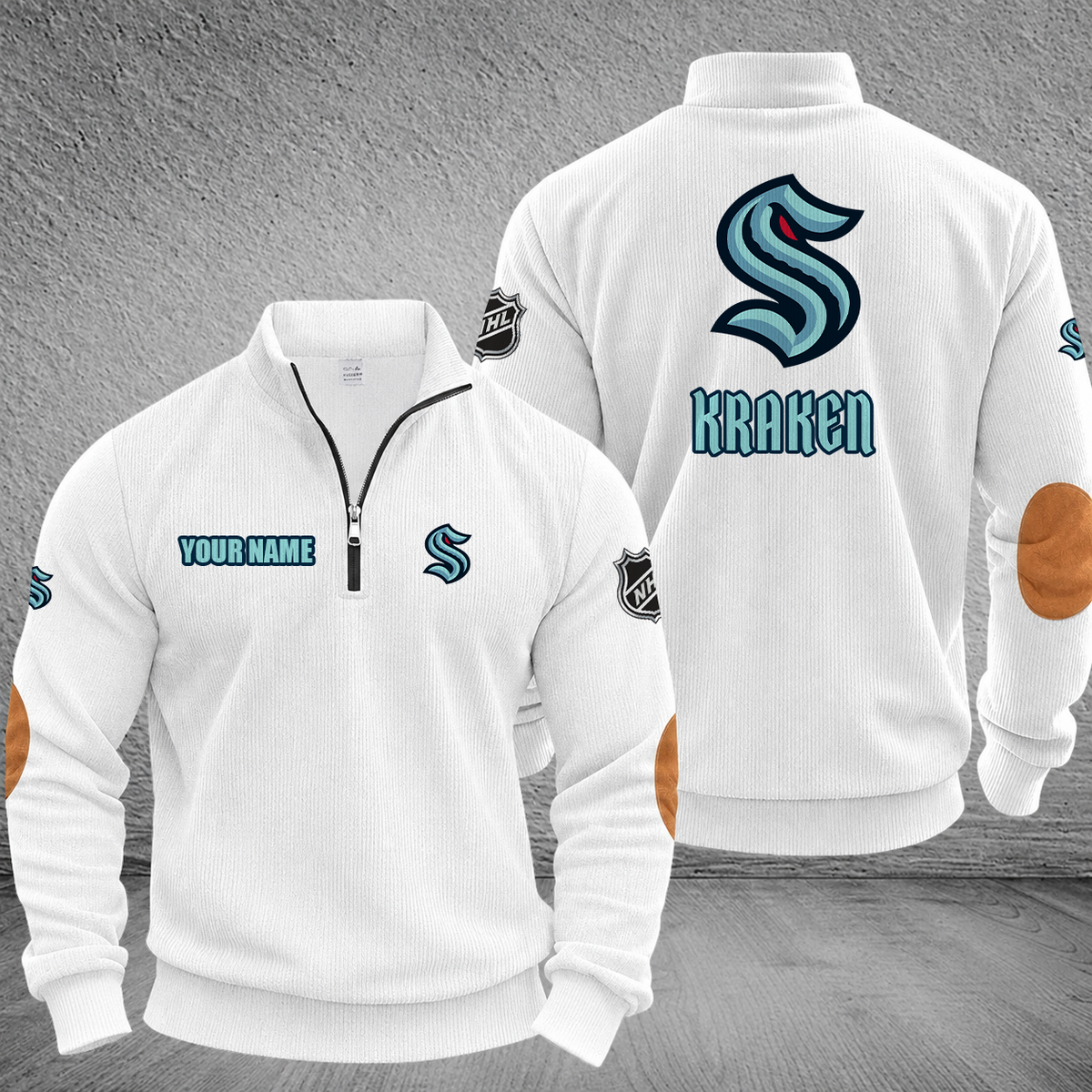 [SUPER SALE] NEW CUSTOMIZED NHL20 STK SEATTLE KRAKEN MULTICOLOR STRIPED QUATER ZIP SWEATSHIRT