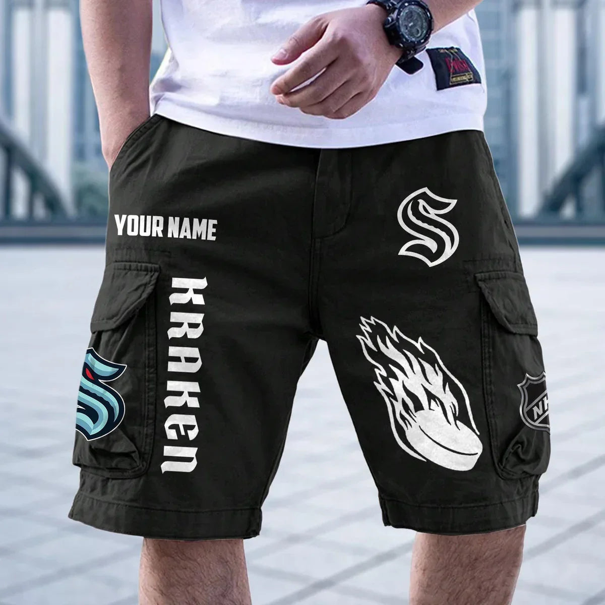 [SUPER SALE] NEW CUSTOMIZED NHL20 SEATTLE KRAKEN CARGO SHORTS