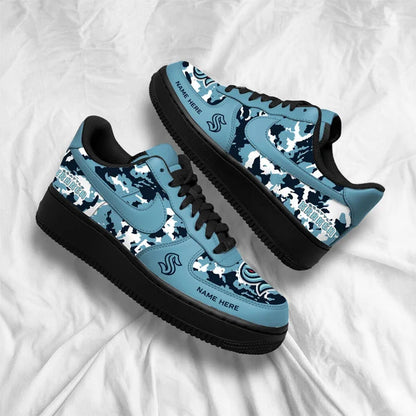 [SUPER SALE] NEW CUSTOMIZED NHL20 SEATTLE KRAKEN AF1 SHOES