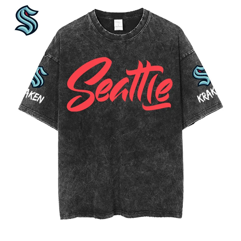 [SUPER SALE] NEW CUSTOMIZED NHL20 STK SEATTLE KRAKEN MULTICOLOR WASHED TEE
