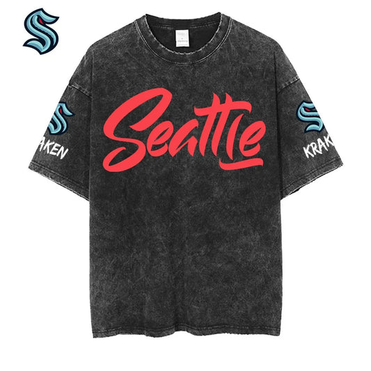 [SUPER SALE] NEW CUSTOMIZED NHL20 STK SEATTLE KRAKEN MULTICOLOR WASHED TEE