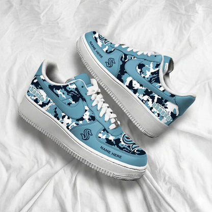 [SUPER SALE] NEW CUSTOMIZED NHL20 SEATTLE KRAKEN AF1 SHOES
