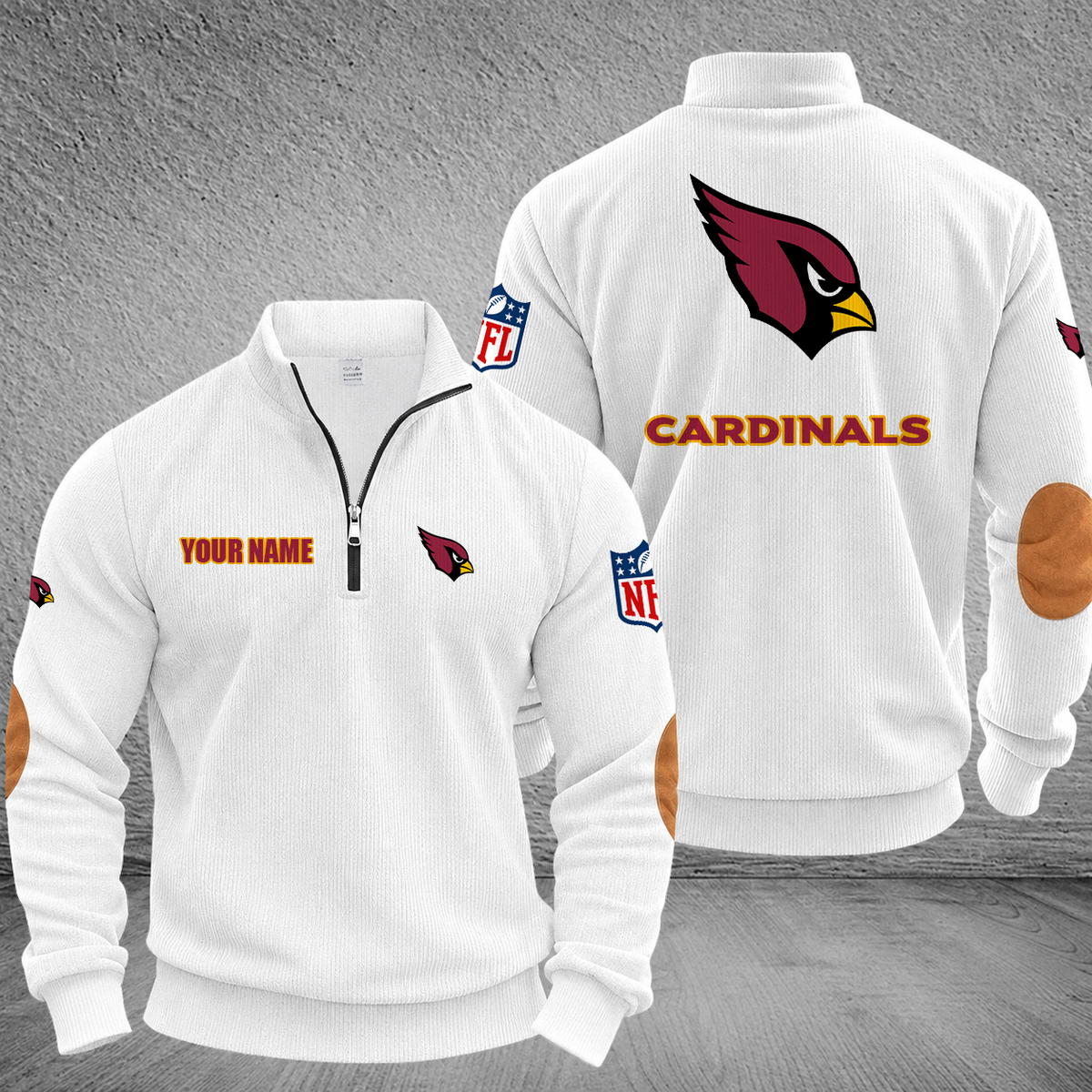 [SPECIAL OFFER] NEW CUSTOMIZED NFL20 ARC ARIZONA CARDINALS MULTICOLOR STRIPED QUATER ZIP SWEATSHIRT
