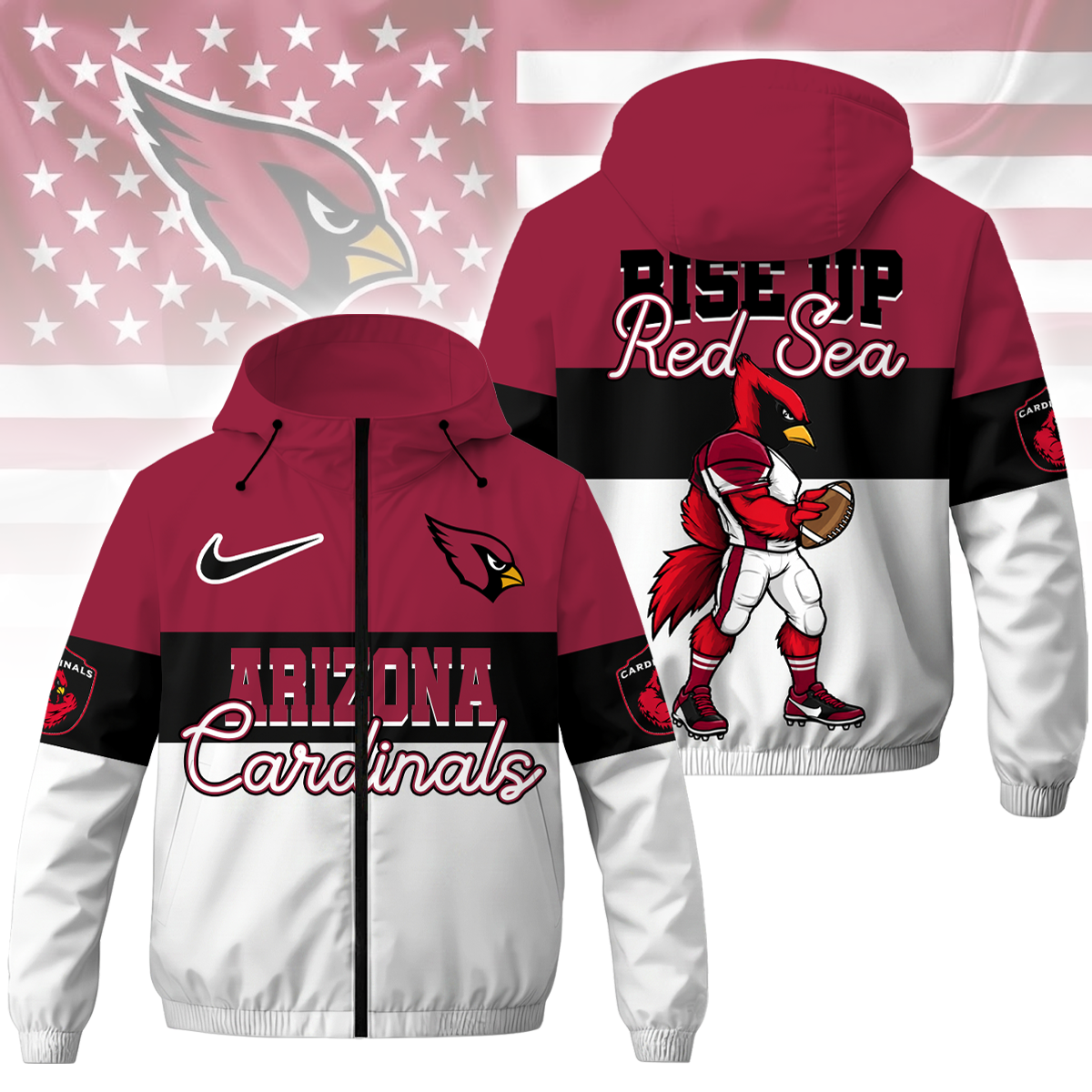 [SPECIAL OFFER] NEW CUSTOMIZED NFL20 ARC ARIZONA CARDINALS WINDBREAKER JACKET