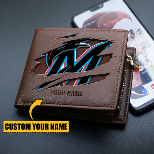 [FLASH SALE] NEW CUSTOMIZED MLB20 MMS MIAMI MARLINS LEATHER WALLET