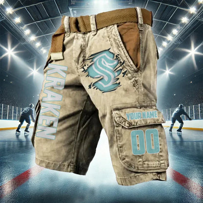 [SUPER SALE] NEW CUSTOMIZED NHL20 SEATTLE KRAKEN CARGO SHORTS