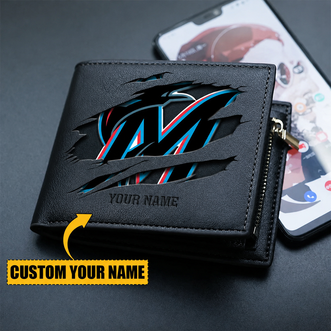 [FLASH SALE] NEW CUSTOMIZED MLB20 MMS MIAMI MARLINS LEATHER WALLET