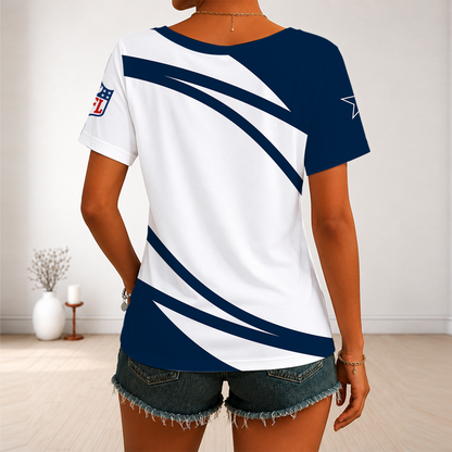 [SPECIAL OFFER] NEW CUSTOMIZED NFL21 DCB DALLAS COWBOYS V-NECK FEMALE SHIRT