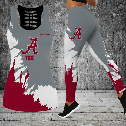 [FAN FAVORITE] NEW CUSTOMIZED NCAA CWS21 ABC ALABAMA CRIMSON TIDE HOLLOW TANK TOP & LEGGINGS SET