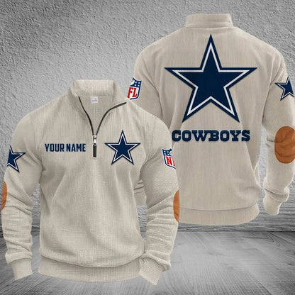 [SPECIAL OFFER] NEW CUSTOMIZED NFL21 DCB DALLAS COWBOYS MULTICOLOR STRIPED QUATER ZIP SWEATSHIRT