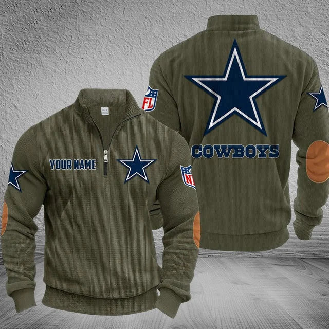[SPECIAL OFFER] NEW CUSTOMIZED NFL21 DCB DALLAS COWBOYS MULTICOLOR STRIPED QUATER ZIP SWEATSHIRT
