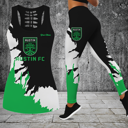 [FAN EXCLUSIVE] NEW CUSTOMIZED MLS21 ATF AUSTIN FC HOLLOW TANK TOP & LEGGINGS SET