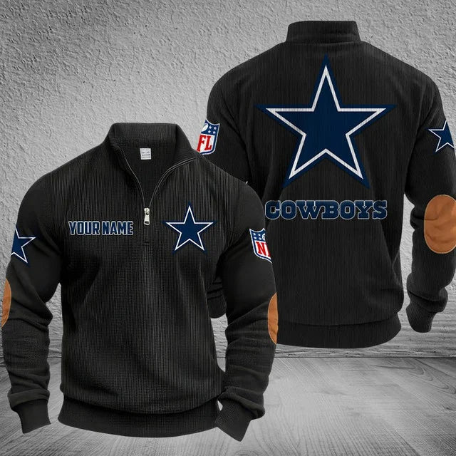 [SPECIAL OFFER] NEW CUSTOMIZED NFL21 DCB DALLAS COWBOYS MULTICOLOR STRIPED QUATER ZIP SWEATSHIRT