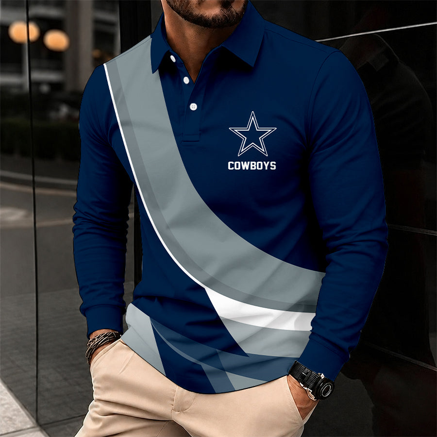 [SPECIAL OFFER] NEW CUSTOMIZED NFL21 DCB DALLAS COWBOYS LONG SLEEVE POLO SHIRT