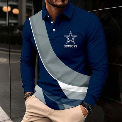 [SPECIAL OFFER] NEW CUSTOMIZED NFL21 DCB DALLAS COWBOYS LONG SLEEVE POLO SHIRT