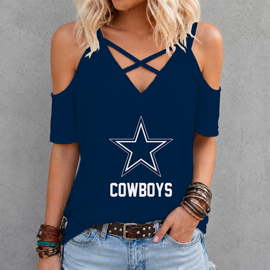 [SPECIAL OFFER] NEW CUSTOMIZED NFL21 DCB DALLAS COWBOYS CRISS CROSS V-NECK TOP