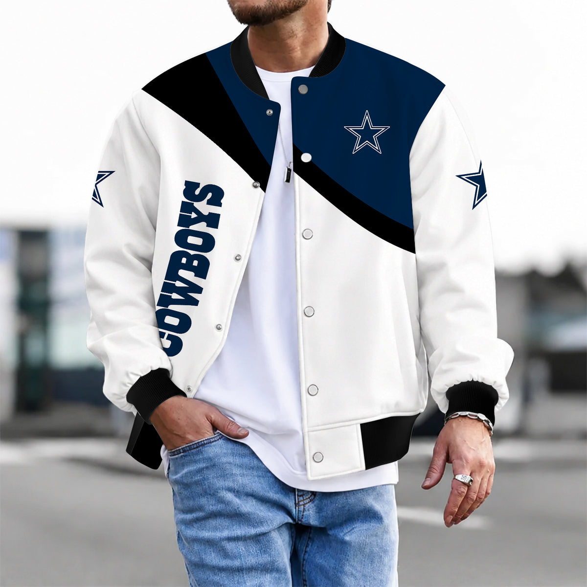 [SPECIAL OFFER] NEW CUSTOMIZED NFL21 DCB DALLAS COWBOYS SATIN VARSITY & BASEBALL JACKET