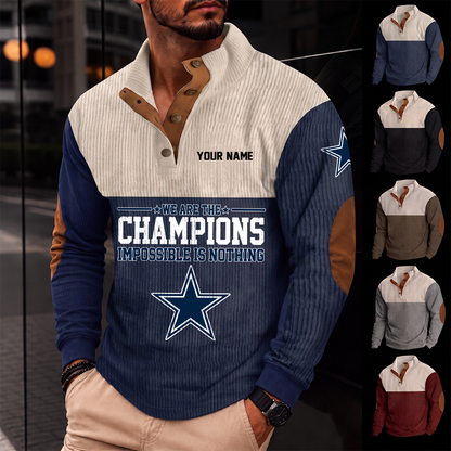 [SPECIAL OFFER] NEW CUSTOMIZED NFL21 DCB DALLAS COWBOYS BUTTON SWEATSHIRTS STAND COLLAR