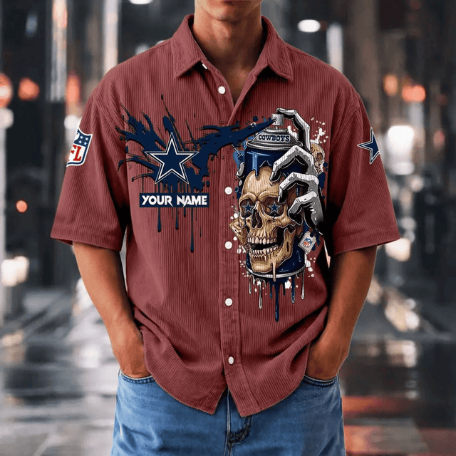 [SPECIAL OFFER] NEW CUSTOMIZED NFL21 DCB DALLAS COWBOYS SEERSUCKER BUTTON SHIRT