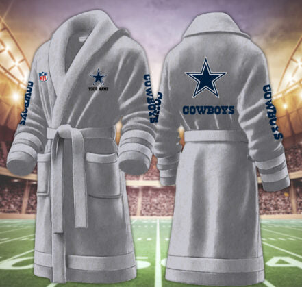 [SPECIAL OFFER] NEW CUSTOMIZED NFL21 DCB DALLAS COWBOYS MULTICOLOR FLEECE BATHROBE