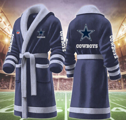 [SPECIAL OFFER] NEW CUSTOMIZED NFL21 DCB DALLAS COWBOYS MULTICOLOR FLEECE BATHROBE