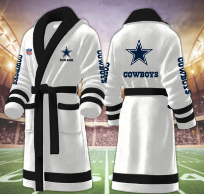 [SPECIAL OFFER] NEW CUSTOMIZED NFL21 DCB DALLAS COWBOYS MULTICOLOR FLEECE BATHROBE
