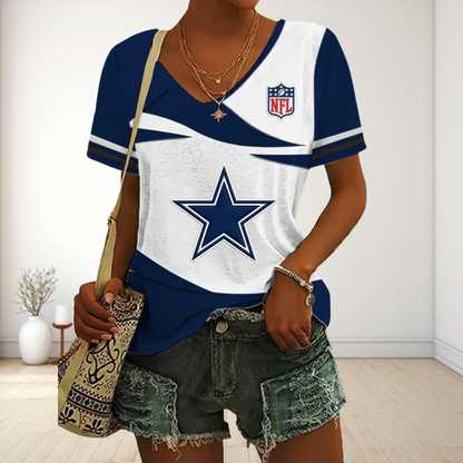 SPECIAL OFFER] NEW CUSTOMIZED NFL21 DCB DALLAS COWBOYS V-NECK FEMALE SHIRT