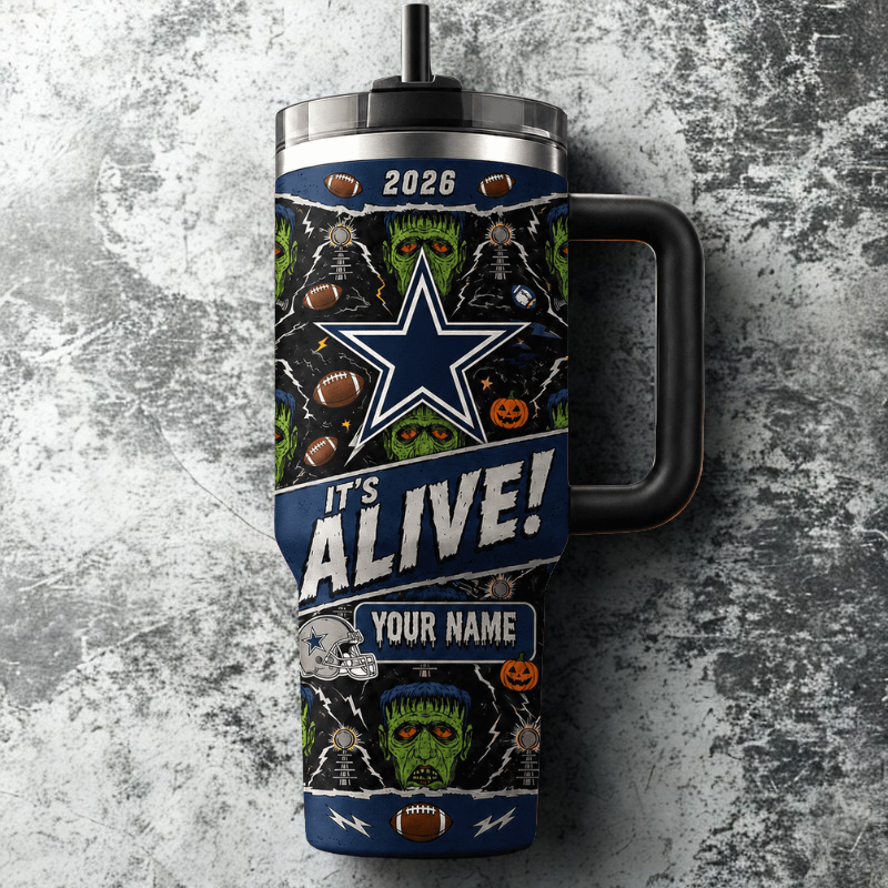 [SPECIAL OFFER] NEW CUSTOMIZED NFL21 DCB DALLAS COWBOYS HALLOWEEN  40OZ TUMBLER